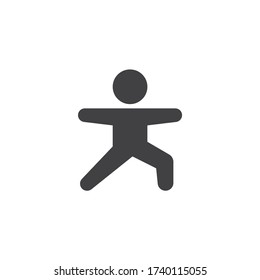 Aerobic-Übungsvektorsymbol ein volles Flachbild für mobiles Konzept und Web Design. Yoga Praxis, Krieger stellen Glyphsymbol Ikone. Symbol, Logo-Abbildung. Vektorgrafik