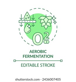 Aerobic fermentation green concept icon. Agricultural conditions, metabolic processes. Cultivation technology. Round shape line illustration. Abstract idea. Graphic design. Easy to use