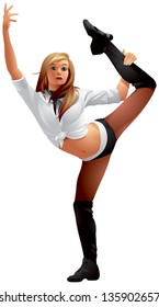 Aerobic girl sport dance gymnastics split vector illustration