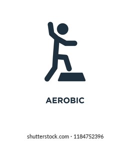 Aerobic icon. Black filled vector illustration. Aerobic symbol on white background. Can be used in web and mobile.