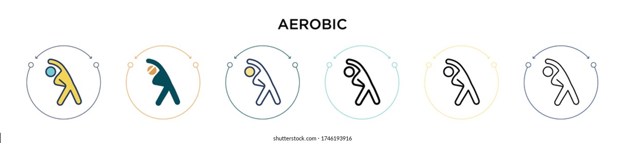 Aerobic icon in filled, thin line, outline and stroke style. Vector illustration of two colored and black aerobic vector icons designs can be used for mobile, ui, web