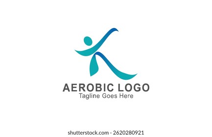 ilustração de logotipo aeróbico fazendo ginástica