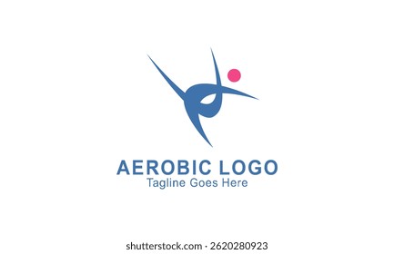ilustração de logotipo aeróbico fazendo ginástica