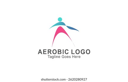 ilustração de logotipo aeróbico fazendo ginástica