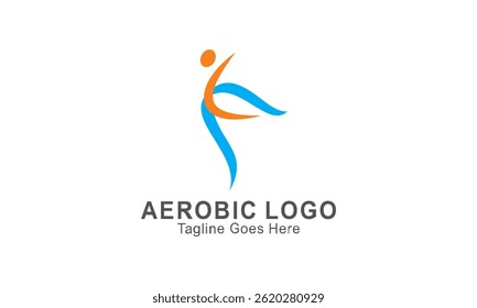 ilustração de logotipo aeróbico fazendo ginástica