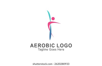 ilustração de logotipo aeróbico fazendo ginástica