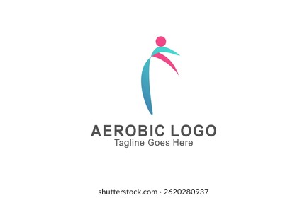 ilustração de logotipo aeróbico fazendo ginástica