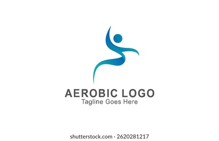 ilustração de logotipo aeróbico fazendo ginástica