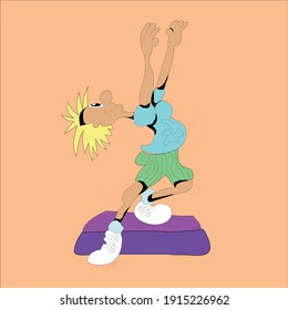 aerobic step. Active and healthy lifestyle. fitness, gym vector character.