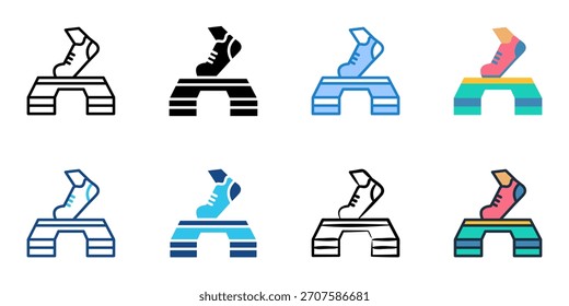 Conjunto de iconos de paso aeróbico colección de Vector de estilo múltiple 
