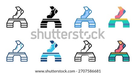 Aerobic Step icon set multiple style vector collection 
