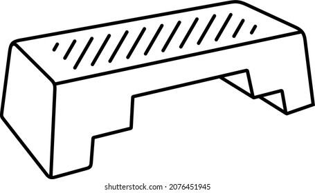 Aerobic step platform. Vector outline illustration.