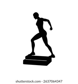 Aerobic Stepper Workout Platform Equipment Silhouette Vector Art Illustration