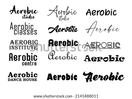 Aerobic Text Logo, Aerobic typography logo, Aerobic symbol, Aerobic icon silhouette