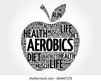 Aerobics apple word cloud, health concept