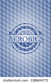 Aerobics blue hexagon emblem. Vector Illustration. Detailed.