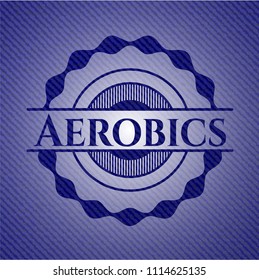 Aerobics emblem with jean texture