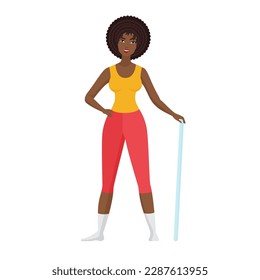 Aerobics fitness trainer. Female gym instructor, gym working out vector cartoon illustration