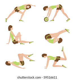 aerobics girls vector set