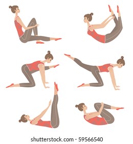 aerobics girls vector set