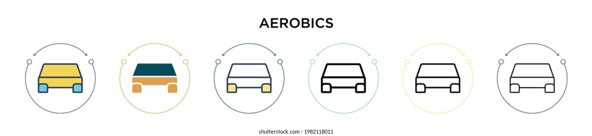 Aerobics icon in filled, thin line, outline and stroke style. Vector illustration of two colored and black aerobics vector icons designs can be used for mobile, ui, web