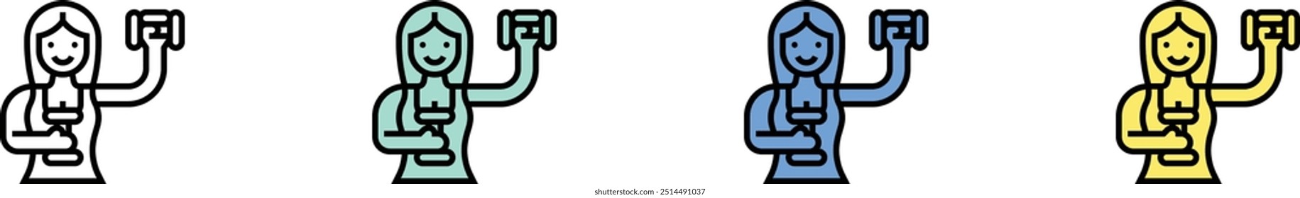 aerobics icon. Outline, Green, Blue and Yellow Style Design Isolated On White Background