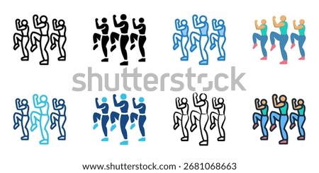 Aerobics icon set multiple style collection 
