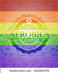 Aerobics lgbt colors emblem 