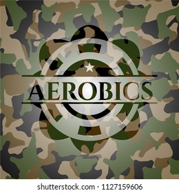 Aerobics on camouflage texture