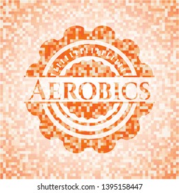 Aerobics orange mosaic emblem. Vector Illustration. Detailed.