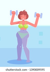 Aerobics in the pool Vector. Cartoon. Isolated art 