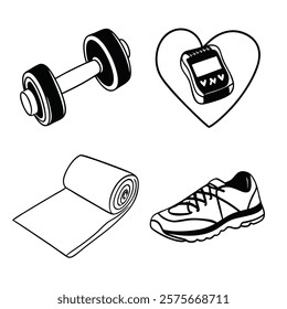 Aerobics Related vector Icons Set. Vector set of fitness line icons.