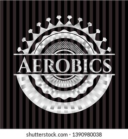Aerobics silvery badge. Vector Illustration. Mosaic.