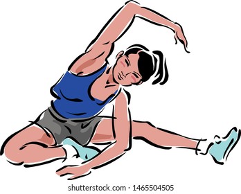 Aerobics. Train create a beautiful figure. Pulling muscles of women. Dropping excess fat. Vector illustration.
