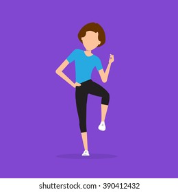 Aerobics. Train create a beautiful figure. Pulling muscles of women. Dropping excess fat. Vector illustration.