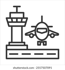 Aerodrome Outline Icon Vector Illustration