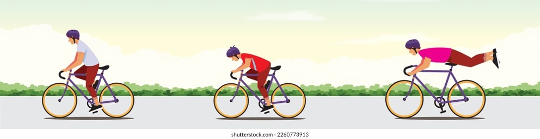 Aerodynamic with 3 bikes vector. Road race