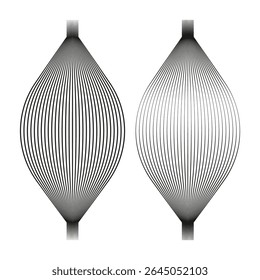 Formas abstratas aerodinâmicas. Linhas de fluxo geométrico. Elementos de padrão de gradiente. Ilustração futurista vetorial.
