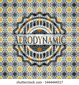 Aerodynamic arabic style emblem. Arabesque decoration.