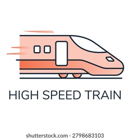 Aerodynamic high speed bullet train line icon, Fast express passenger train outline