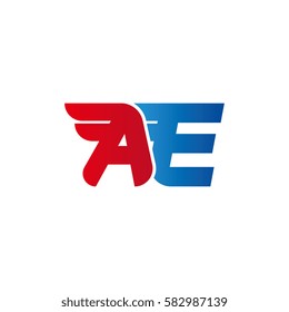 Aerodynamic initials letter AE logo. Vector graphic design template elements for your company.