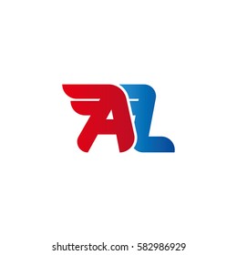 Aerodynamic initials letter AL logo. Vector graphic design template elements for your company.