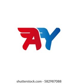 Aerodynamic initials letter AY logo. Vector graphic design template elements for your company.