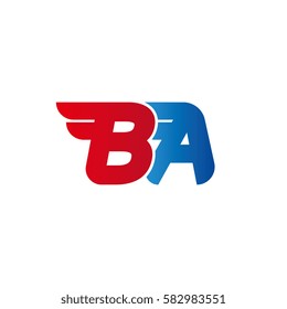 Aerodynamic initials letter BA logo. Vector graphic design template elements for your company.