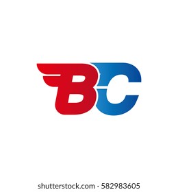 Aerodynamic initials letter BC logo. Vector graphic design template elements for your company.