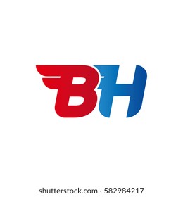 Aerodynamic initials letter BH logo. Vector graphic design template elements for your company.