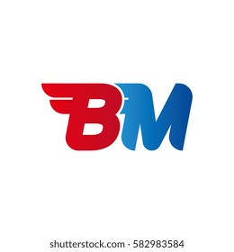 Aerodynamic initials letter BM logo. Vector graphic design template elements for your company.