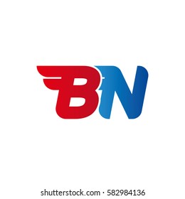 Aerodynamic initials letter BN logo. Vector graphic design template elements for your company.