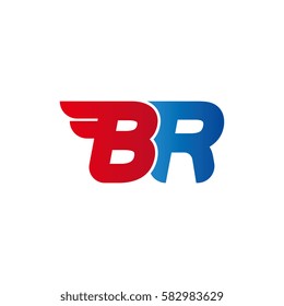 Aerodynamic initials letter BR logo. Vector graphic design template elements for your company.