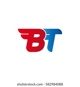 Aerodynamic initials letter BT logo. Vector graphic design template elements for your company.